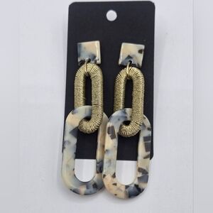 EXPRESS Fashion Earrings Acrylic Multicolor Cream Tan Gold Black
